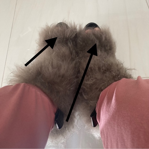 BRUNELLO CUCINELLI | ´Bordeaux’ Brown Leather Peep Toe Slip Bootie Gray Fur 37.5 - Picture 9 of 13